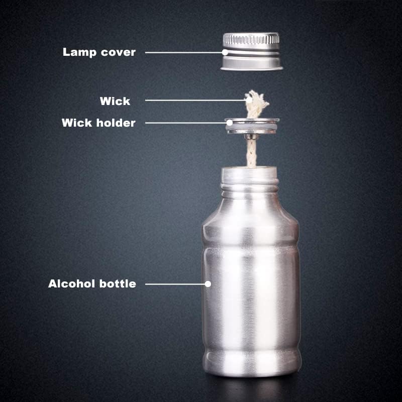 SKYPRO 2 Packs Portable Alcohol Burner Lamp Case 100ml Aluminum Alloy Stoves Alcohol Lamp for Outdoor Hiking Picnic Lab Equipment - Silver - Image 3